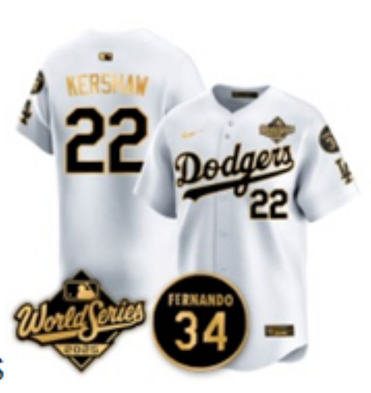 Men Los Angeles Dodgers #22 Kershaw White Gold Game 2026 Nike MLB Jersey 002->los angeles dodgers->MLB Jersey